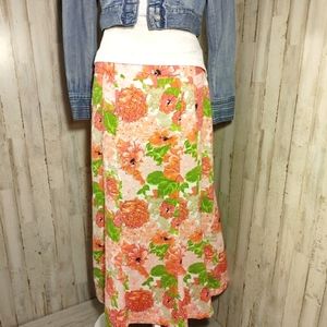 Kim Rogers linen with polyester lining flared skirt sz 10